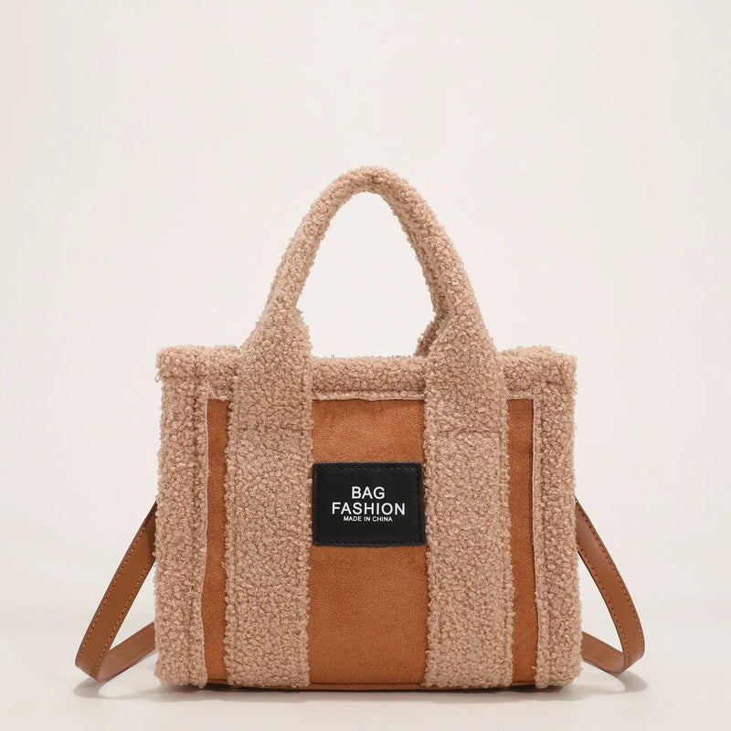 Plush Tote Bags for Women Handbags Casual Shoulder Crossbody Bags
