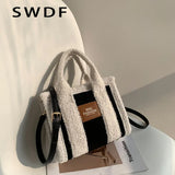 Plush Tote Bags for Women Handbags Casual Shoulder Crossbody Bags