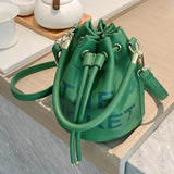 Vintage Drawstring Bucket Bag Women's Crossbody Shoulder Purse
