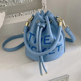 Vintage Drawstring Bucket Bag Women's Crossbody Shoulder Purse