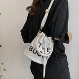 Vintage Drawstring Bucket Bag Women's Crossbody Shoulder Purse
