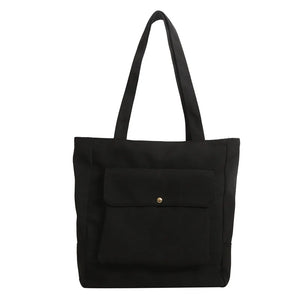 Canvas Tote Bag Women Large Capacity Shoulder Handbag Multiple Pockets