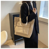 Canvas Tote Bag Women Large Capacity Shoulder Handbag Multiple Pockets