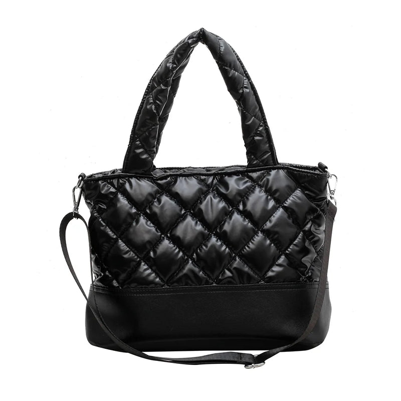 Women Tote Messenger Bag Autumn Winter Top-handle Large Capacity Padded Cotton