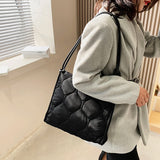 Quilted Cotton Shoulder Bag Trendy Winter Padded Satchel