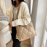 Quilted Cotton Shoulder Bag Trendy Winter Padded Satchel