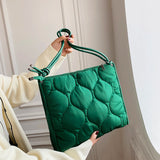 Quilted Cotton Shoulder Bag Trendy Winter Padded Satchel