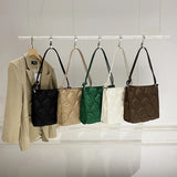 Quilted Cotton Shoulder Bag Trendy Winter Padded Satchel
