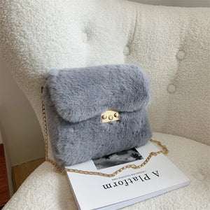 Fluffy Messenger Bag Female Plush Shoulder Bags Youth Ladies Handbag B179