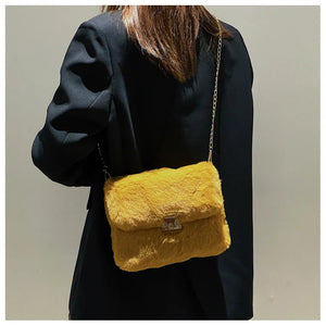 Fluffy Messenger Bag Female Plush Shoulder Bags Youth Ladies Handbag B179