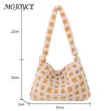 Retro Warm Fluffy Tote Purse for Women Soft Plush Zipper Small