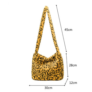 Large Capacity Lamb Shoulder Casual Plush Handbags for Students