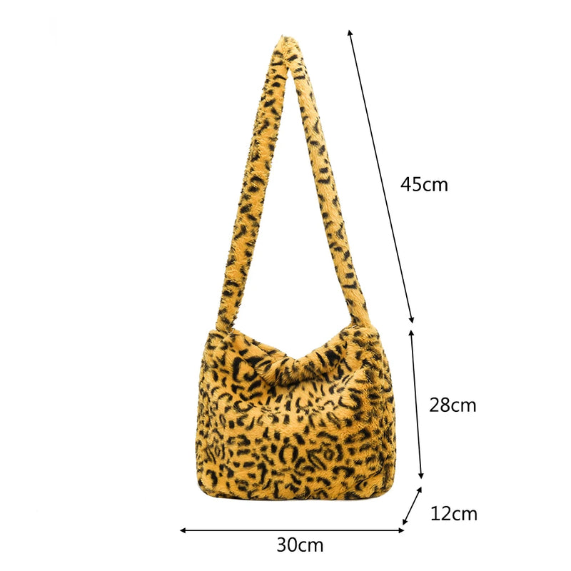 Large Capacity Lamb Shoulder Casual Plush Handbags for Students