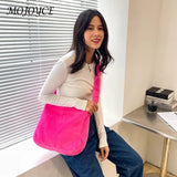 Large Capacity Lamb Shoulder Casual Plush Handbags for Students