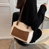 Large Capacity Top Handle Women's Bag Pu Leather Solid Ladies Handbags