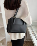 Large Capacity Top Handle Women's Bag Pu Leather Solid Ladies Handbags
