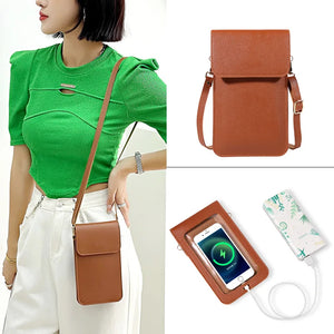 Leather Wallet Crossbody Bag for Women, Touch Screen Mobile Phone Case