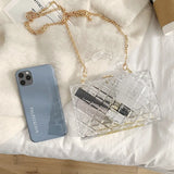 Clear Acrylic Box Women Handbag Chains Shoulder Crossbody Bag