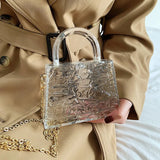 Clear Acrylic Box Women Handbags PVC Shoulder Crossbody Bags Evening Clutch