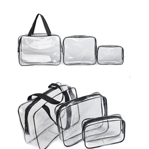 Transparent PVC Waterproof Travel Cosmetic Bag Zipper Make Up Toiletry Bags