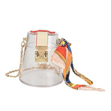 Transparent Acrylic Chain Crossbody Bag Square Mini Bucket Bag