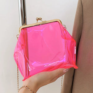 Transparent Jelly Bag Messenger Bag with Chain Shoulder Bag