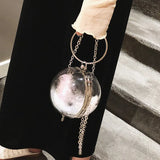 Transparent Round Ladies Handbags Silver Chain Shoulder Bag
