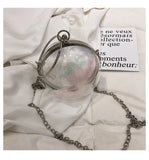 Transparent Round Ladies Handbags Silver Chain Shoulder Bag