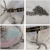 Transparent Round Ladies Handbags Silver Chain Shoulder Bag