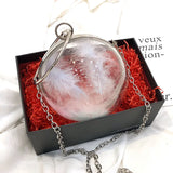 Transparent Round Ladies Handbags Silver Chain Shoulder Bag
