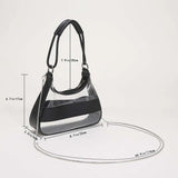 Transparent Tote Bag Women Chain Splicing Clear PVC PU Leather Handbags