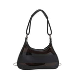 Transparent Tote Bag Women Chain Splicing Clear PVC PU Leather Handbags