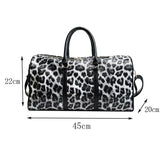 Leopard Print Travel Duffle Bag Women PU Leather Carry-On Tote Weekender