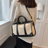 Canvas Patchwork Sports Bag for Women Large Capacity Travel Weekend Messenger Ha