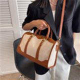 Canvas Patchwork Sports Bag for Women Large Capacity Travel Weekend Messenger Ha