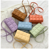 Silver Leather Cross Body Bag Small Cube Pouch