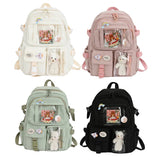 Solid Nylon Backpack Large Capacity Knapsack for Women
