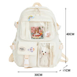 Solid Nylon Backpack Large Capacity Knapsack for Women