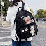 Solid Nylon Backpack Large Capacity Knapsack for Women