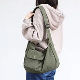Causal Women Canvas Shoulder Bag Solid Large Student Shopping Bag