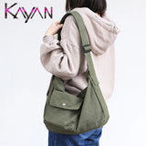 Causal Women Canvas Shoulder Bag Solid Large Student Shopping Bag