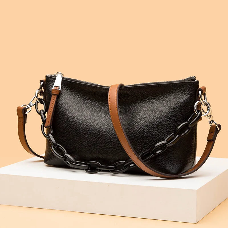 Vintage Leather Bucket Shoulder Bag for Women