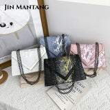 Serpentine Flap Shoulder Bag Chain Handbag Crossbody for Women