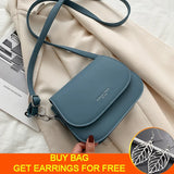 Small Leather Crossbody Bag Women Solid Flap Handbag Purse