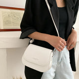 Small Leather Crossbody Bag Women Solid Flap Handbag Purse