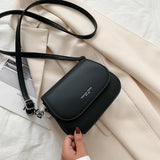 Small Leather Crossbody Bag Women Solid Flap Handbag Purse