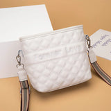 Leather Bucket Tote Shoulder Bag Plaid Messenger