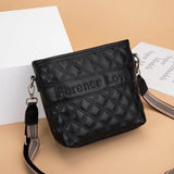 Leather Bucket Tote Shoulder Bag Plaid Messenger