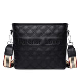 Leather Bucket Tote Shoulder Bag Plaid Messenger