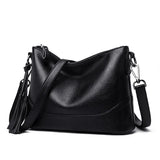 Vintage Leather Tassel Handbag Women's Casual Hobo Tote Shoulder Bag